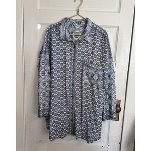 Free People Intimately Womens Button Down Paisley Pjs-XL-Cozy-Soft Girl-Lounge